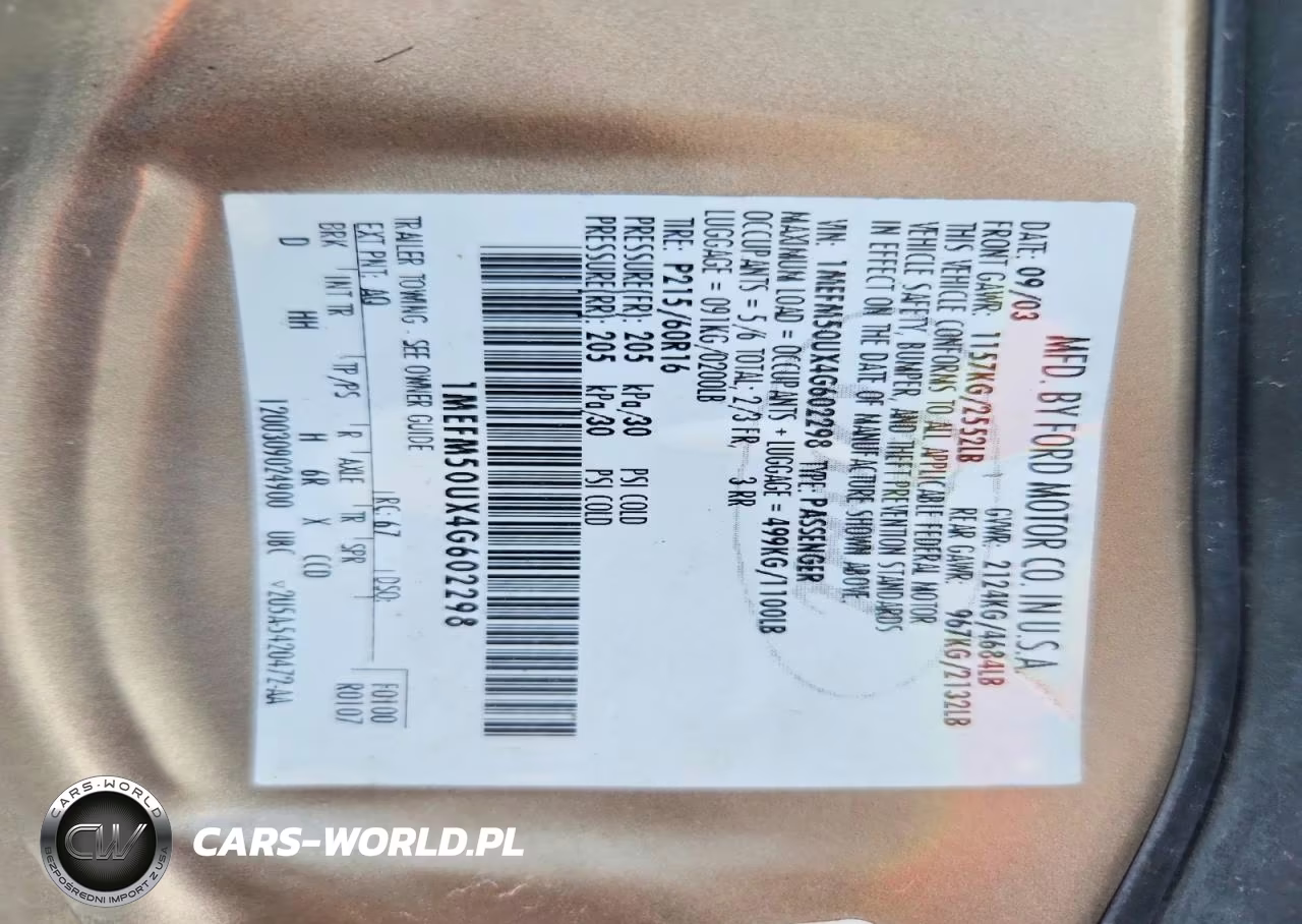 2004 Mercury Sable Gs VIN:1MEFM50UX4G602298 - 12