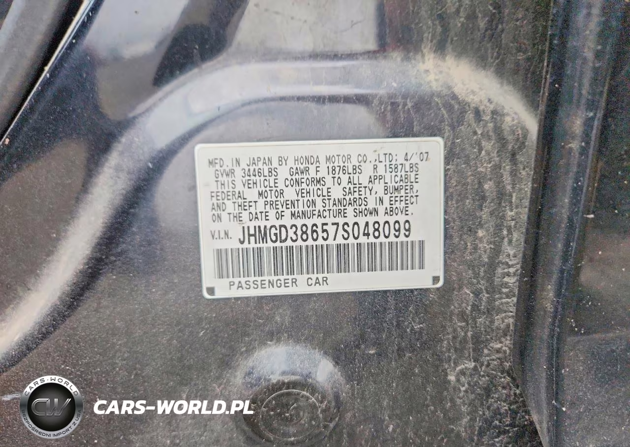2007 Honda Fit S VIN:JHMGD38657S048099 - 12