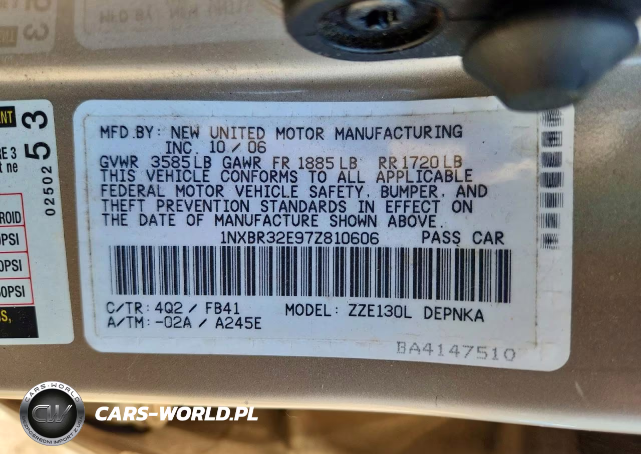2007 Toyota Corolla Le VIN:1NXBR32E97Z810606 - 12