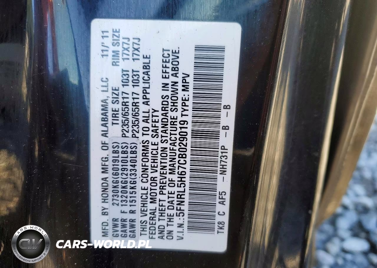 2012 Honda Odyssey Exl VIN:5FNRL5H67CB029019 - 13