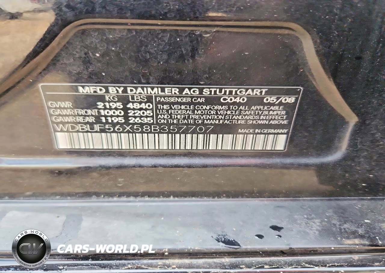 2008 Mercedes-Benz E 350 VIN:WDBUF56X58B357707 - 12
