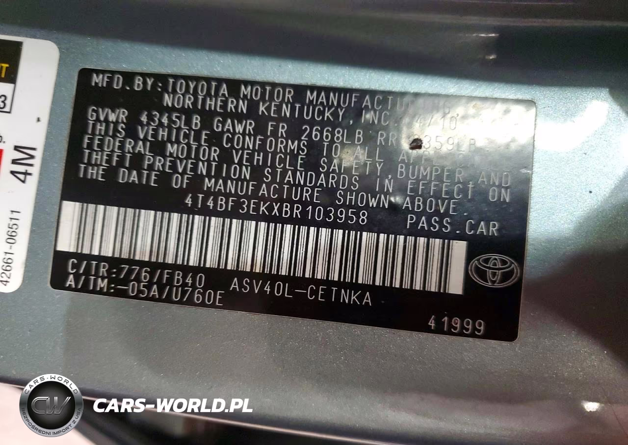 2011 Toyota Camry Le VIN:4T4BF3EKXBR103958 - 12