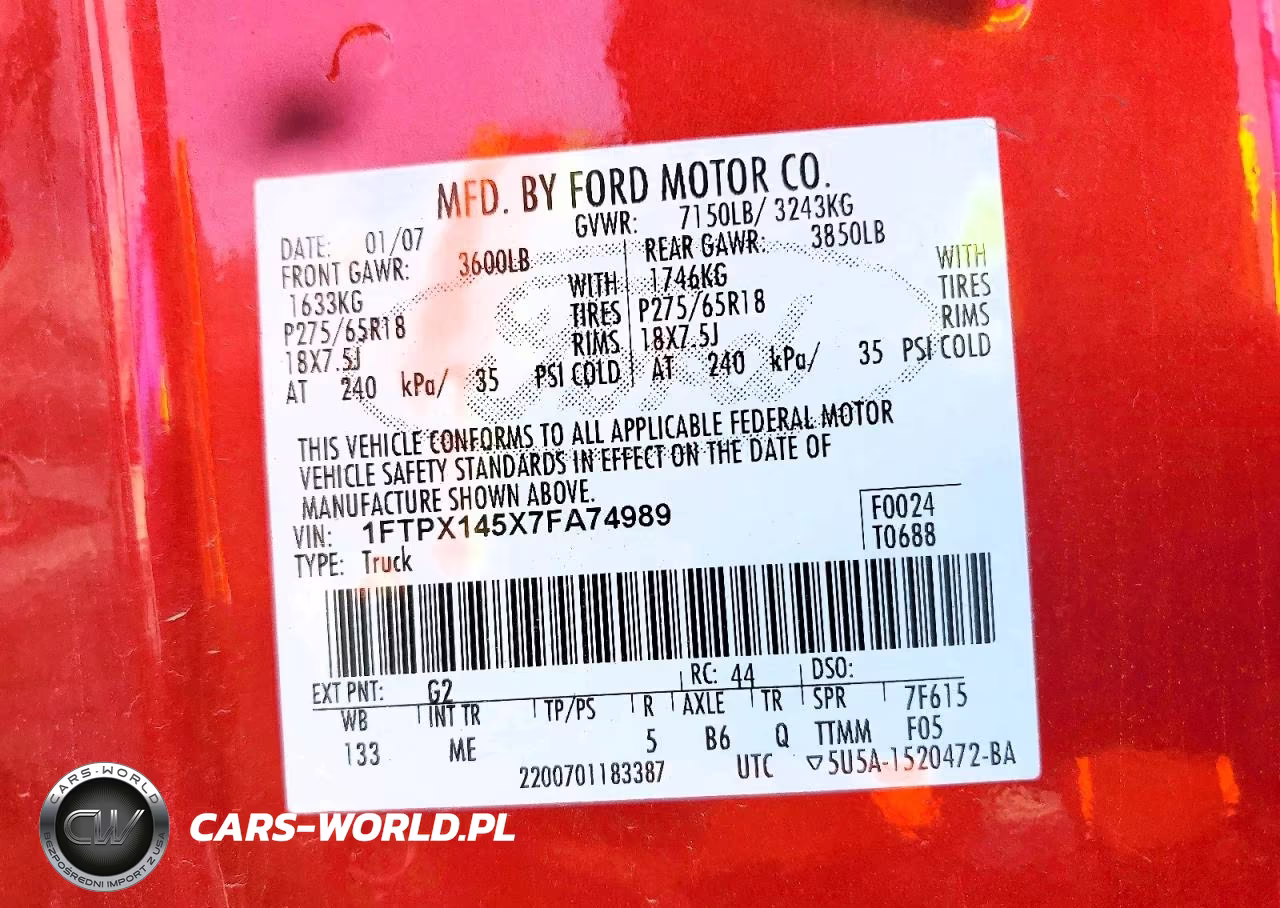2007 Ford F150 VIN:1FTPX145X7FA74989 - 12