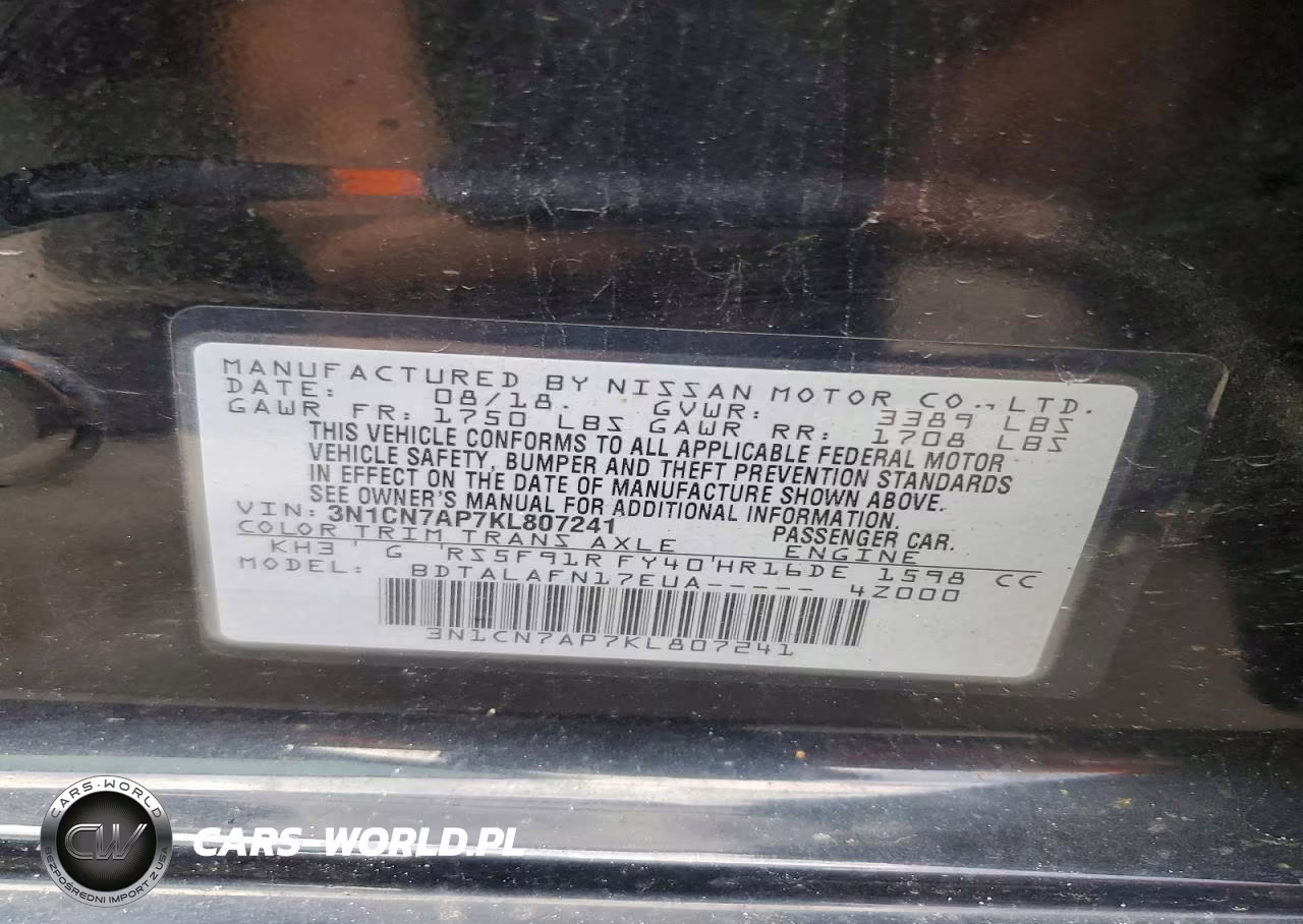 2019 Nissan Versa S VIN:3N1CN7AP7KL807241 - 13