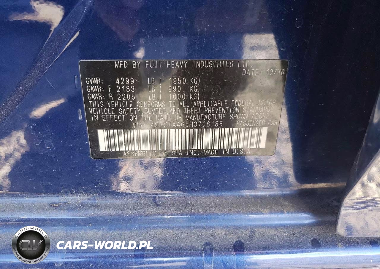 2017 Subaru Impreza VIN:4S3GTAA65H3708186 - 12