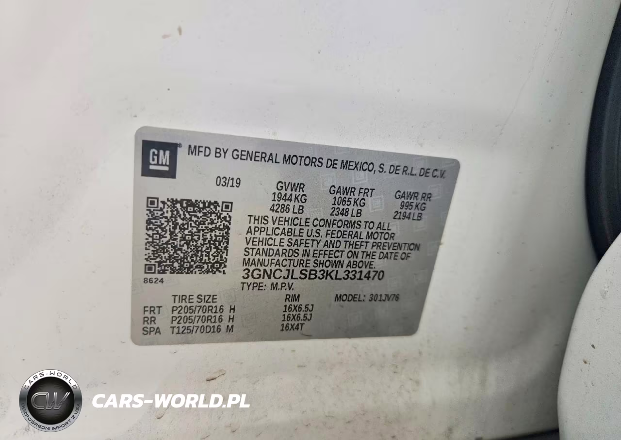 2019 Chevrolet Trax 1Lt VIN:3GNCJLSB3KL331470 - 12
