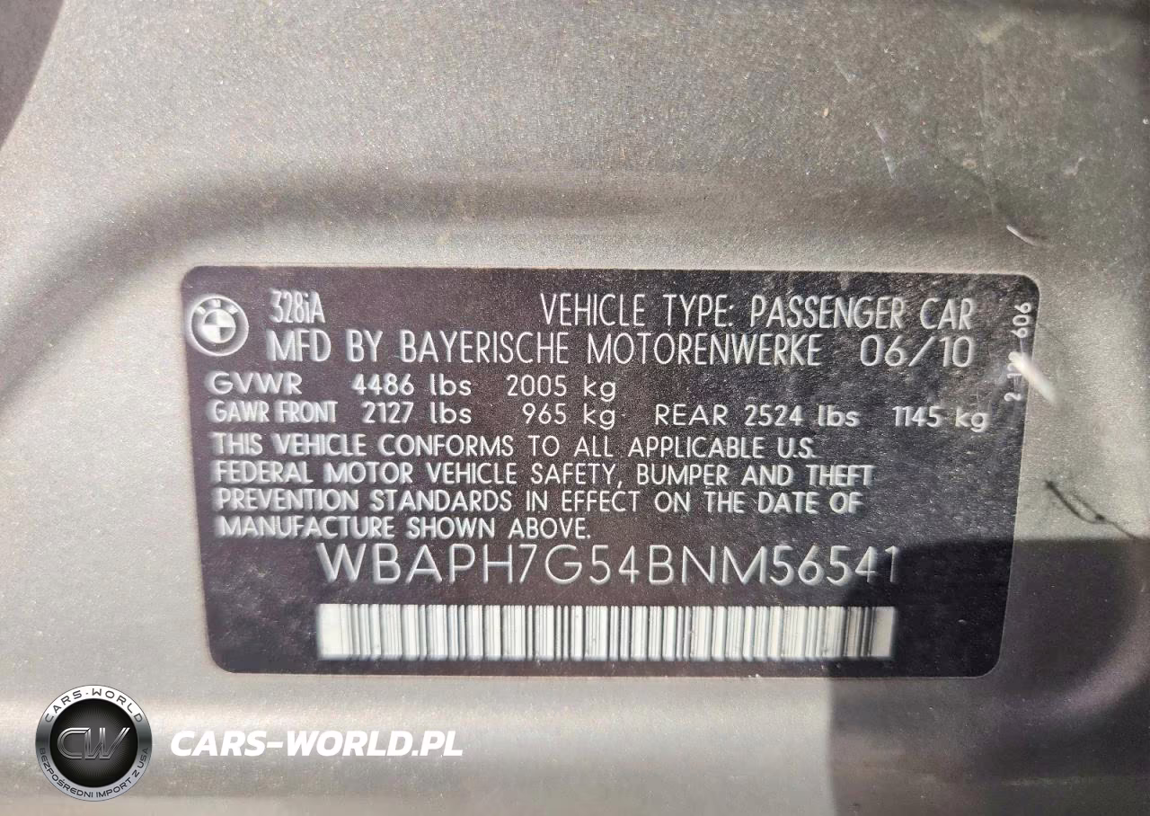 2011 BMW 328I VIN:WBAPH7G54BNM56541 - 12