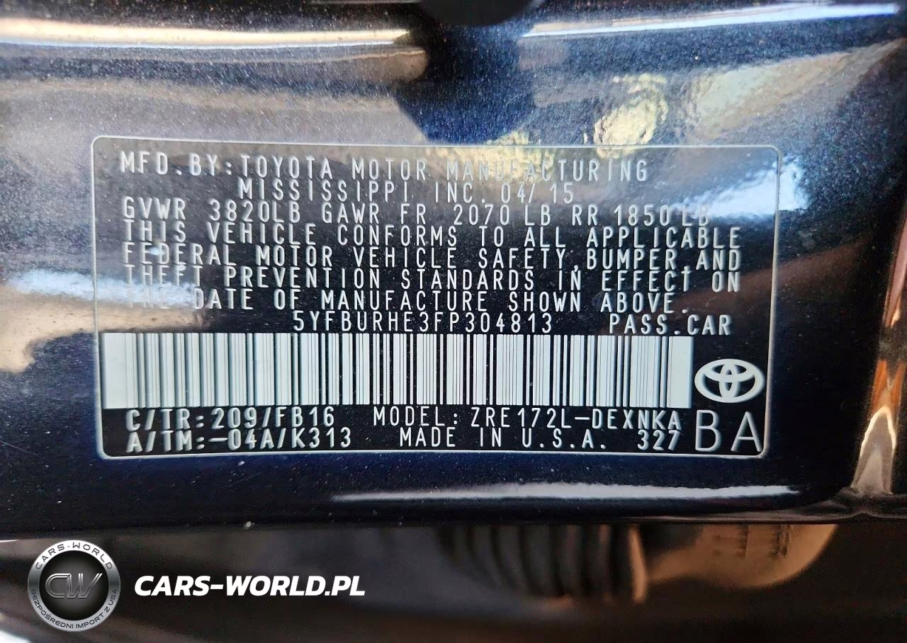 2015 Toyota Corolla Le VIN:5YFBURHE3FP304813 - 13