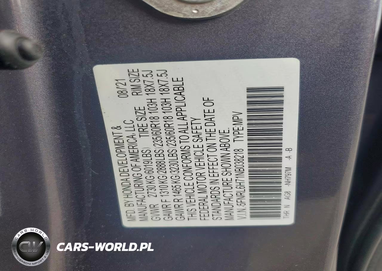 2022 Honda Odyssey Exl VIN:5FNRL6H71NB038218 - 13