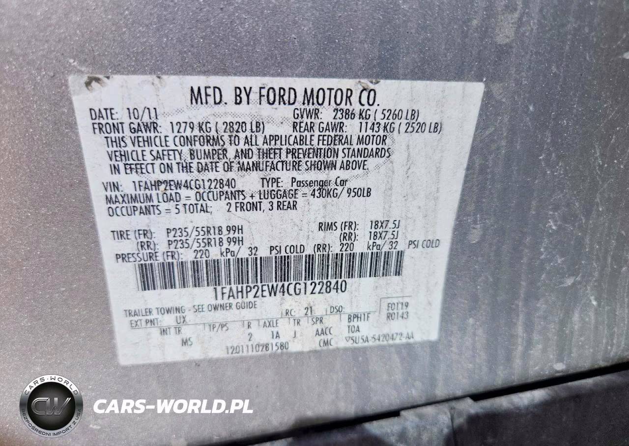 2012 Ford Taurus Sel VIN:1FAHP2EW4CG122840 - 12