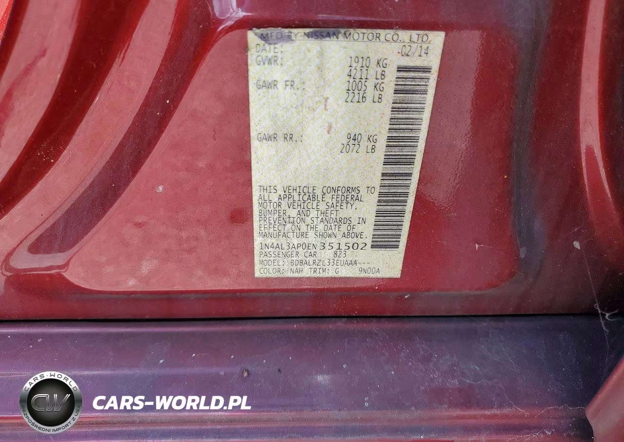 2014 Nissan Altima 2.5 S VIN:1N4AL3AP0EN351502 - 13