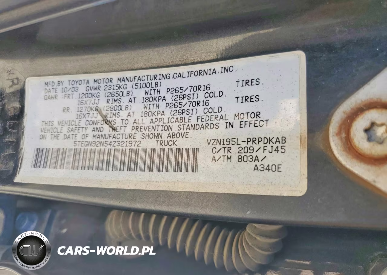 2004 Toyota Tacoma Prerunner V6 VIN:5TEGN92N54Z321972 - 12