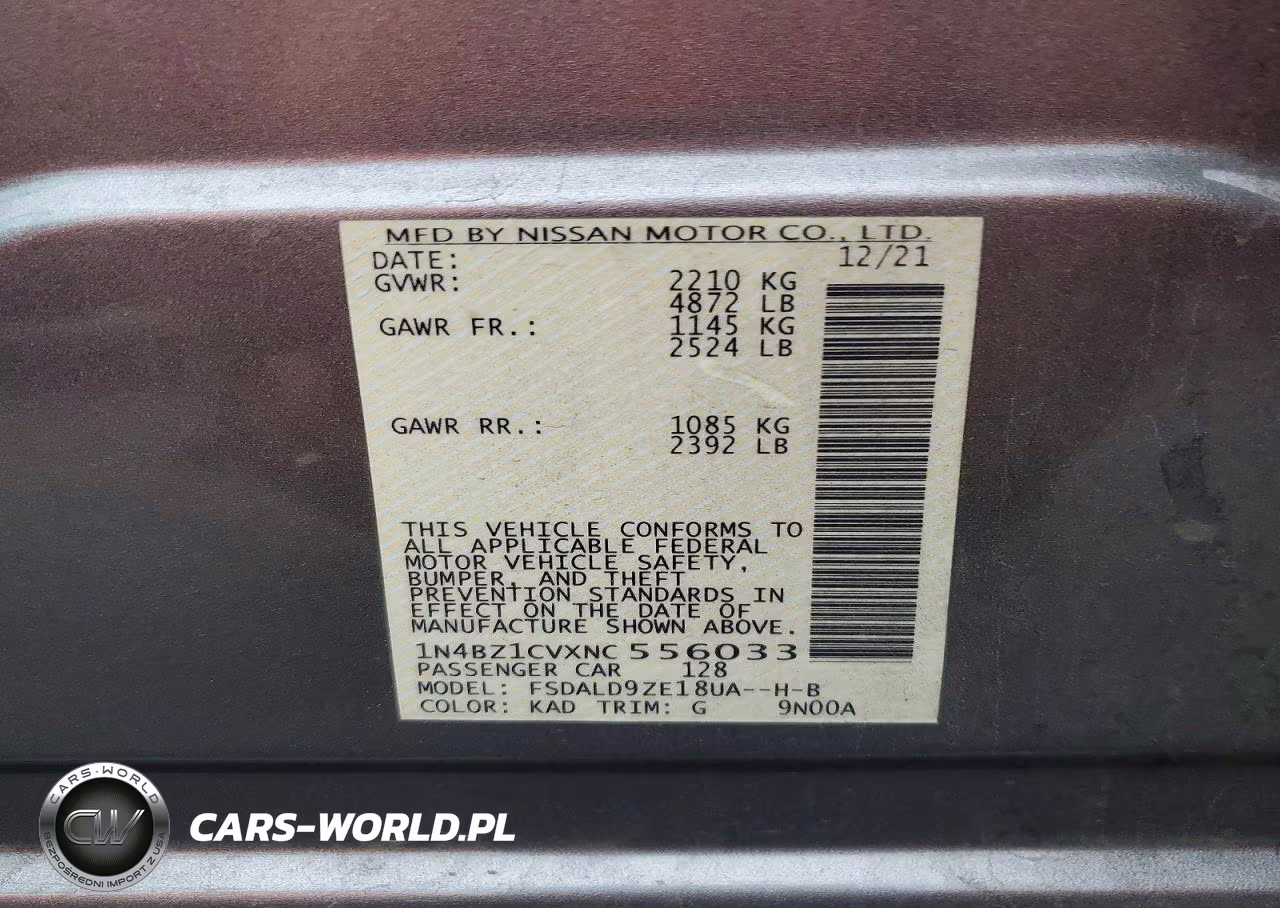 2022 Nissan Leaf Sv Plus VIN:1N4BZ1CVXNC556033 - 12