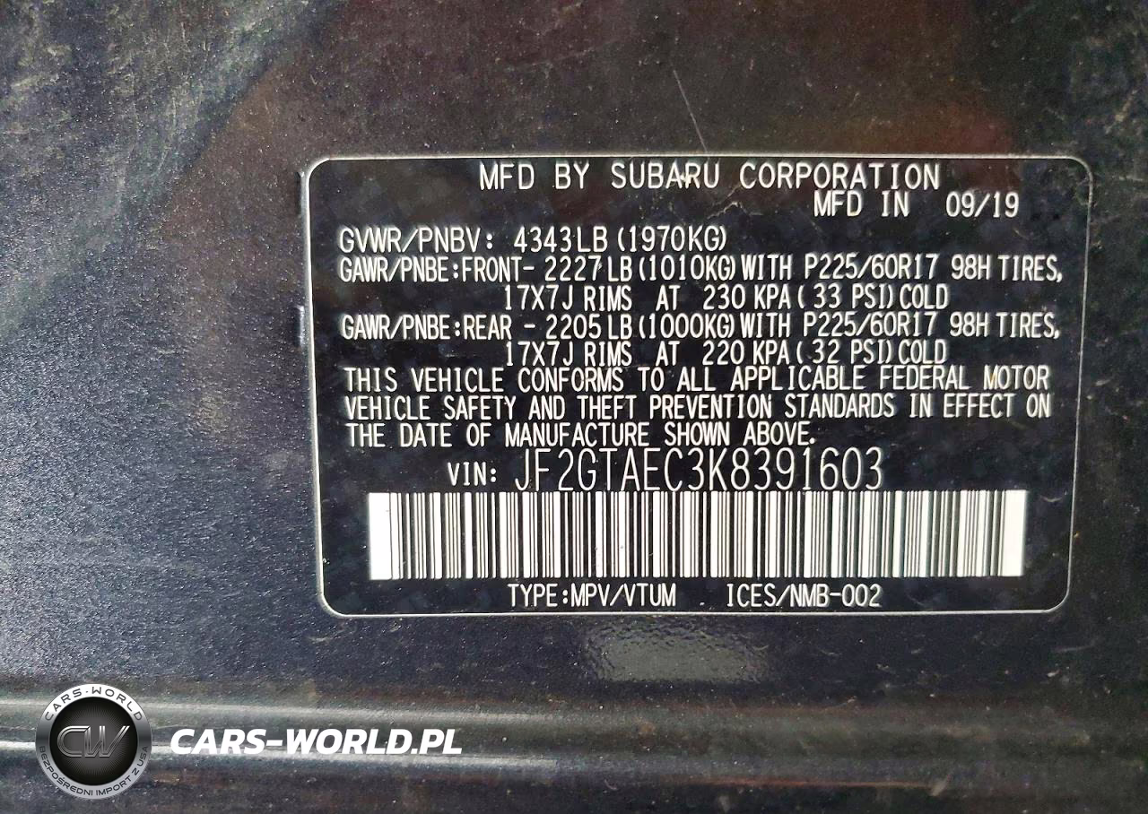 2019 Subaru Crosstrek Premium VIN:JF2GTAEC3K8391603 - 13