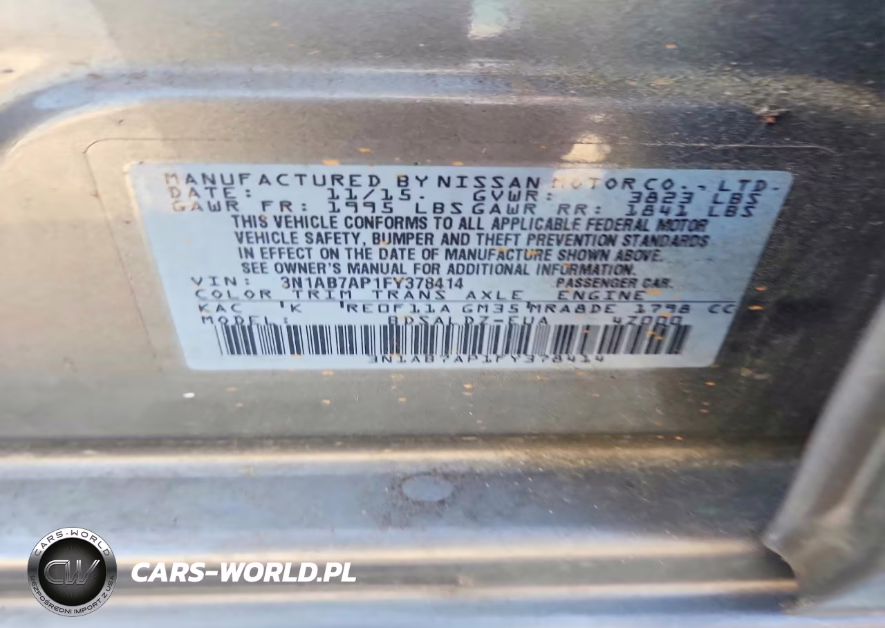 2015 Nissan Sentra Sv VIN:3N1AB7AP1FY378414 - 12