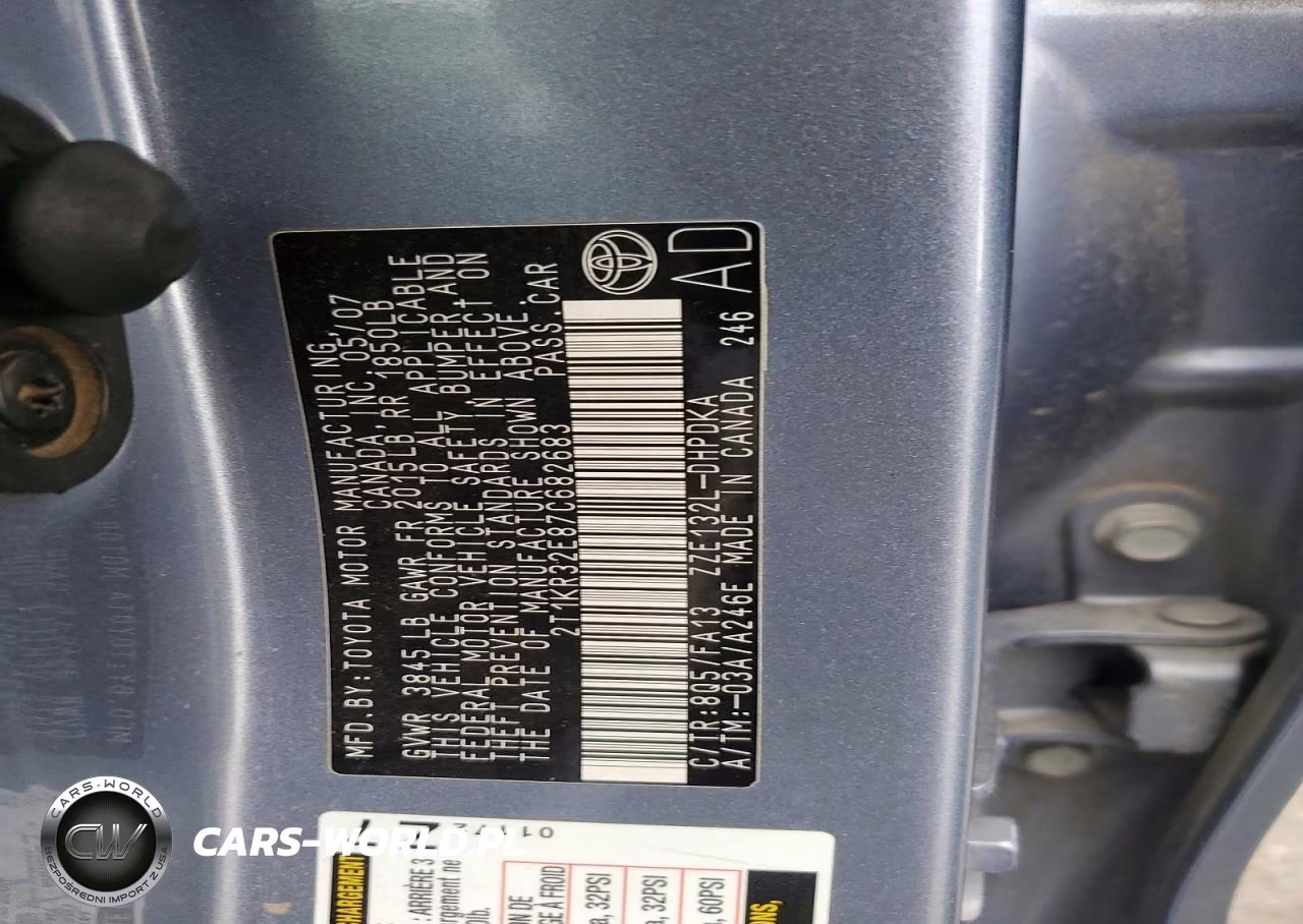 2007 Toyota Matrix Base VIN:2T1KR32E87C682683 - 12