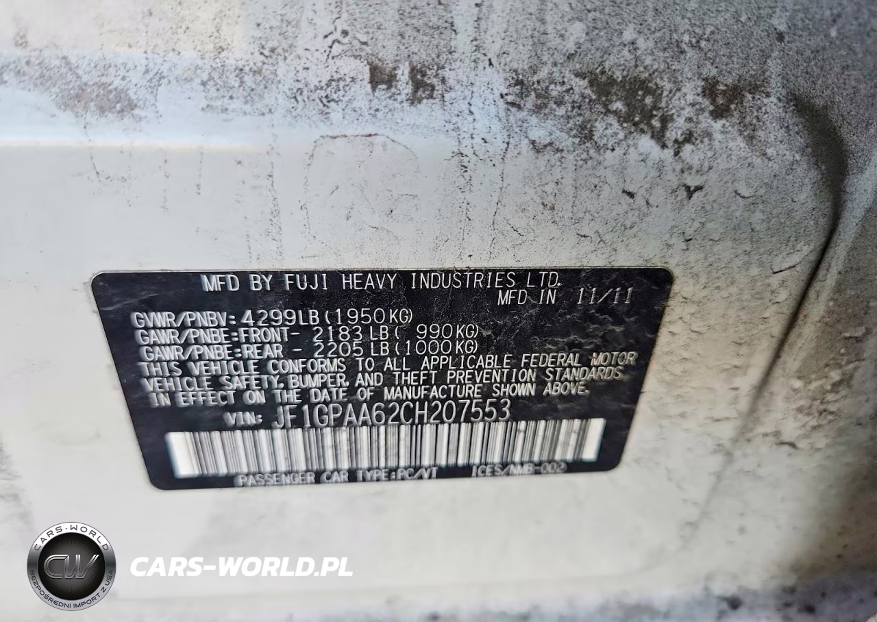 2012 Subaru Impreza VIN:JF1GPAA62CH207553 - 12