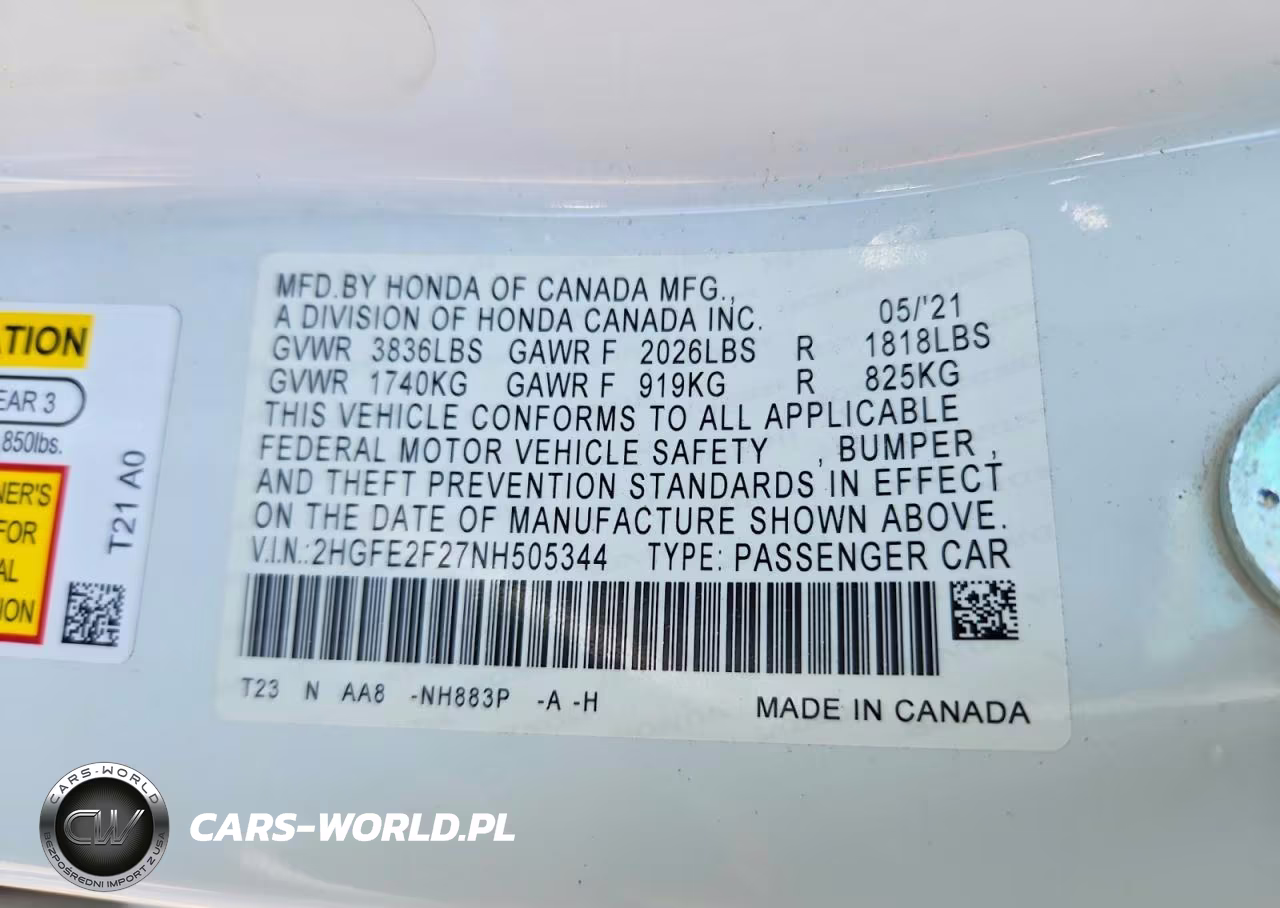 2022 Honda Civic Lx VIN:2HGFE2F27NH505344 - 13