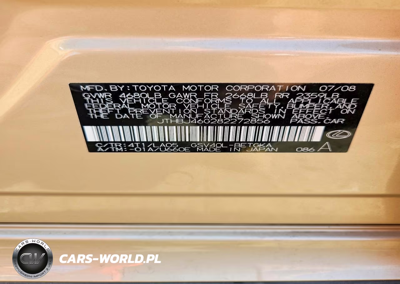 2008 Lexus Es 350 VIN:JTHBJ46G282272856 - 12