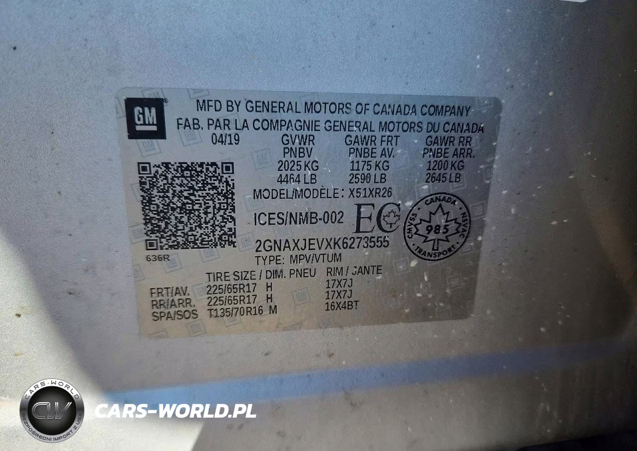 2019 Chevrolet Equinox Lt VIN:2GNAXJEVXK6273555 - 13