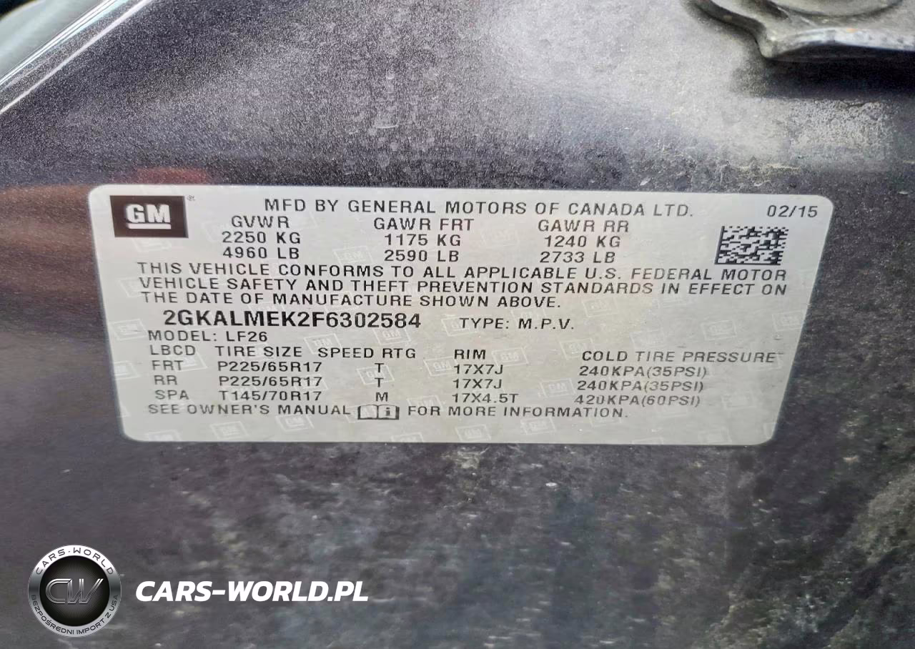 2015 GMC Terrain Sle VIN:2GKALMEK2F6302584 - 13