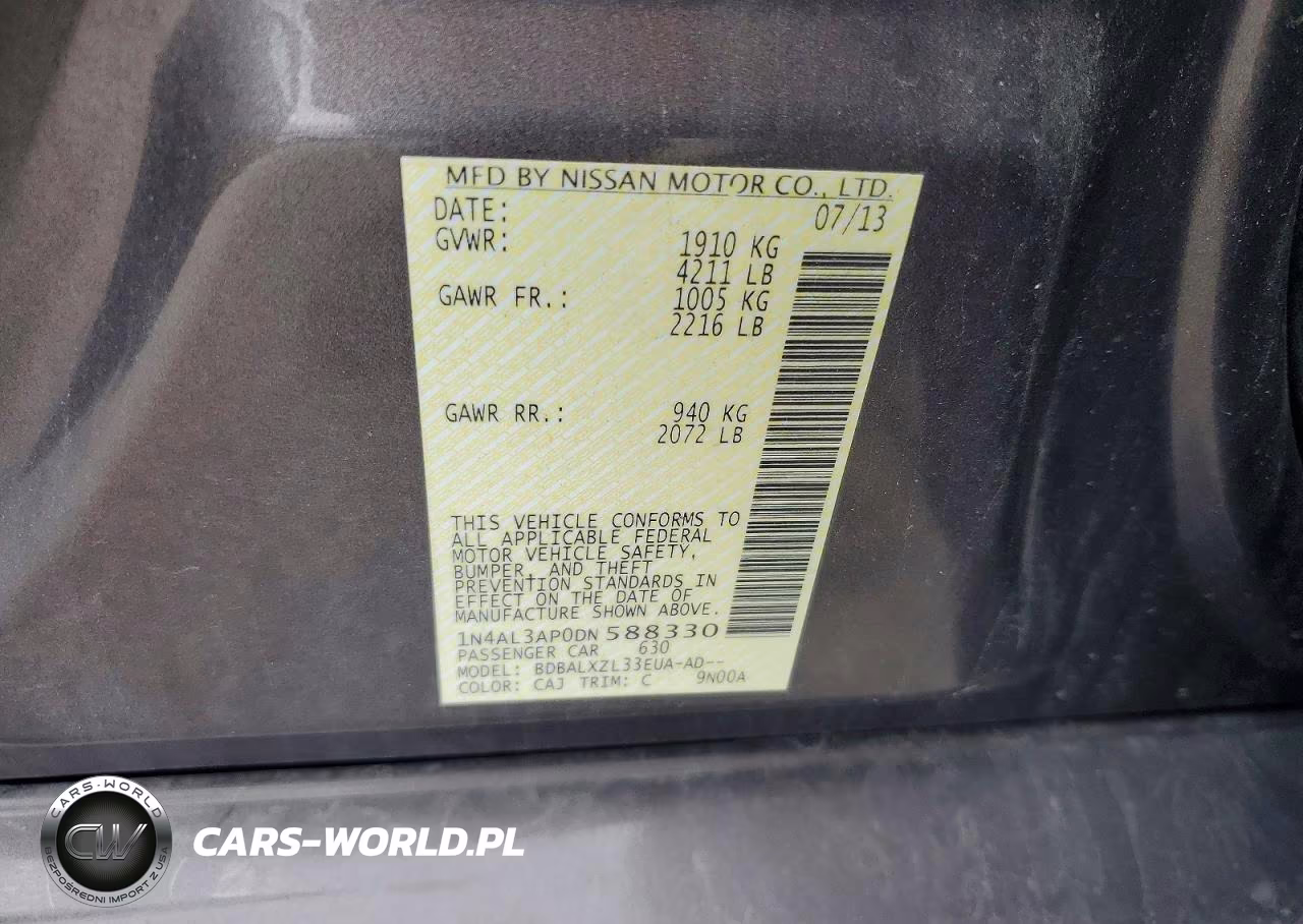 2013 Nissan Altima 2.5 Sl VIN:1N4AL3AP0DN588330 - 12