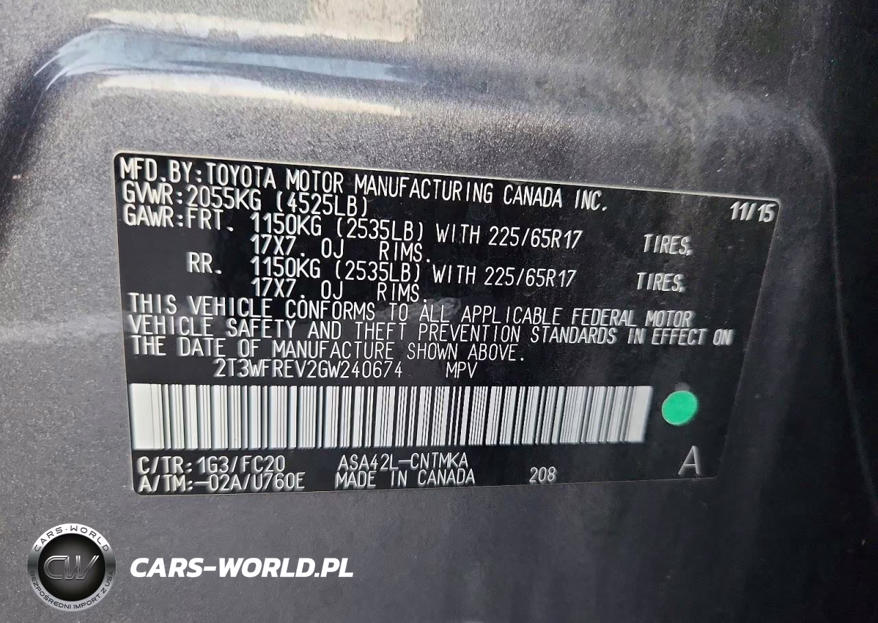 2016 Toyota Rav4 Xle VIN:2T3WFREV2GW240674 - 13
