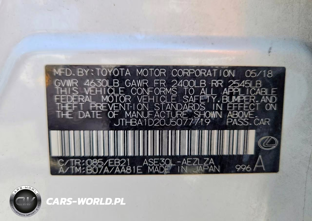 2018 Lexus Is 300 VIN:JTHBA1D20J5077719 - 12