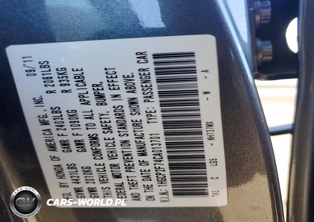 2012 Honda Accord Ex VIN:1HGCP2F74CA013701 - 13