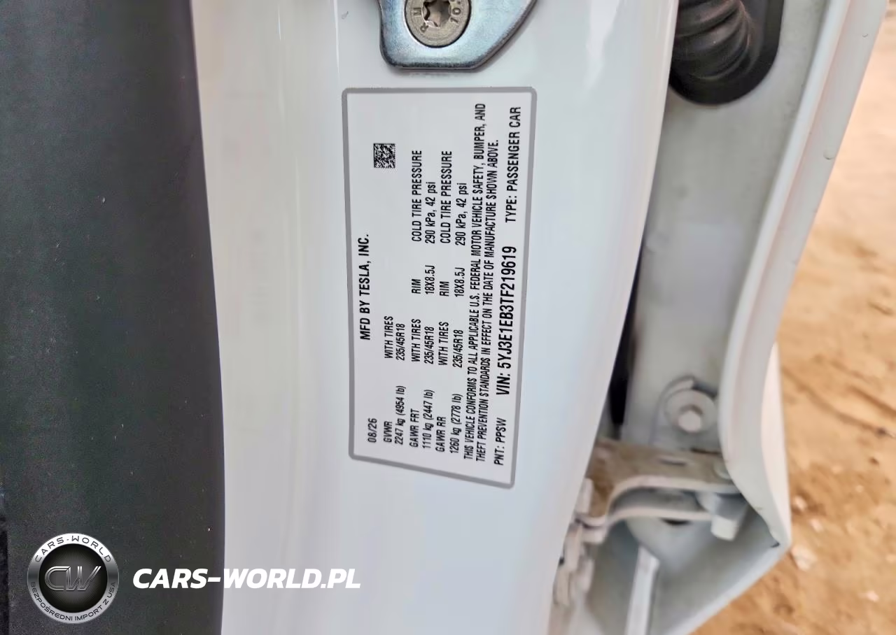 2026 Tesla Model 3 VIN:5YJ3E1EB3TF219619 - 12