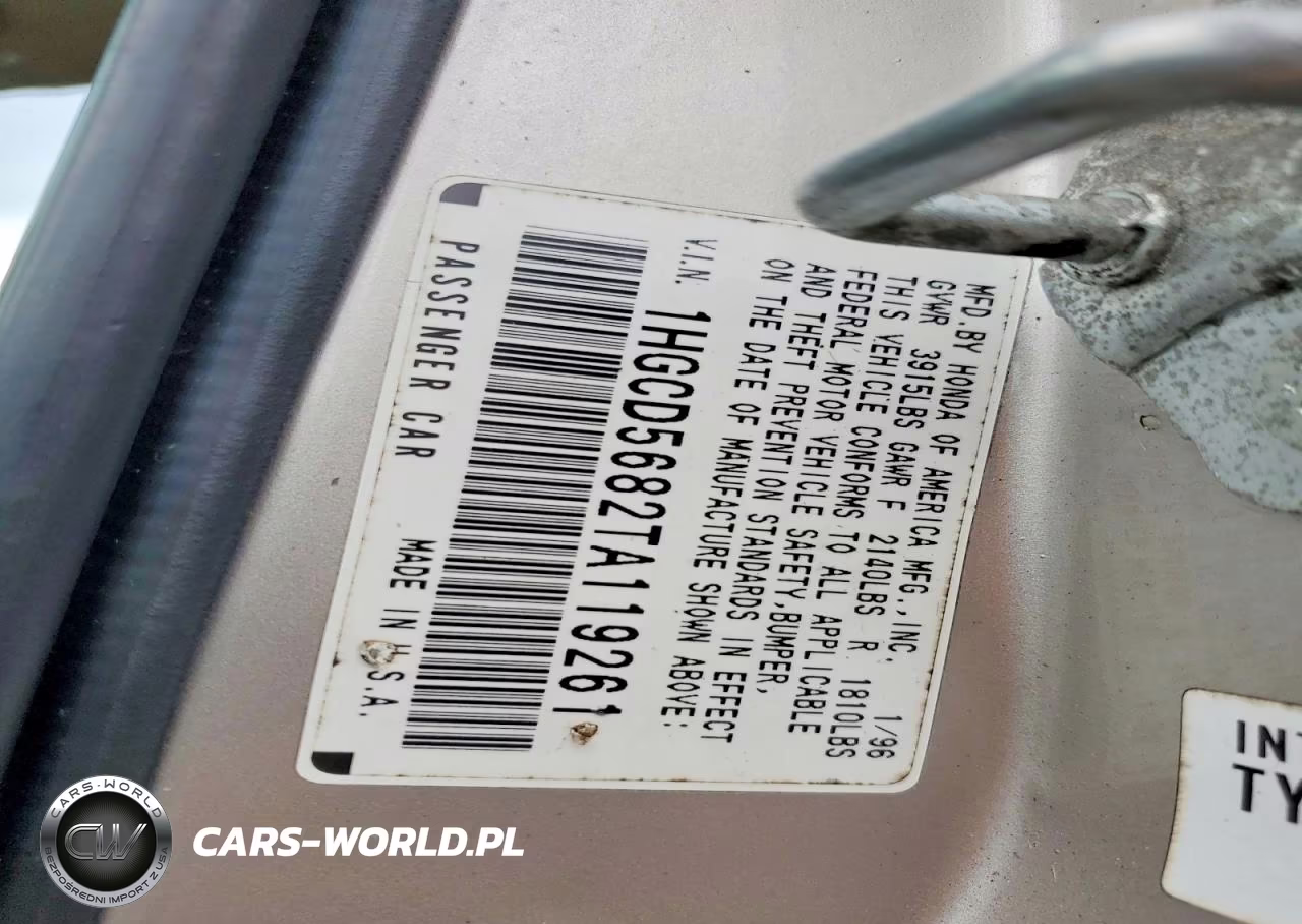 1996 Honda Accord Dx 25Th Anniversary VIN:1HGCD5682TA119261 - 12