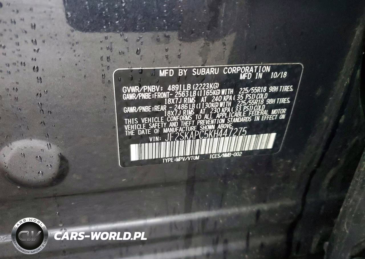 2019 Subaru Forester Sport VIN:JF2SKAPC5KH447275 - 13