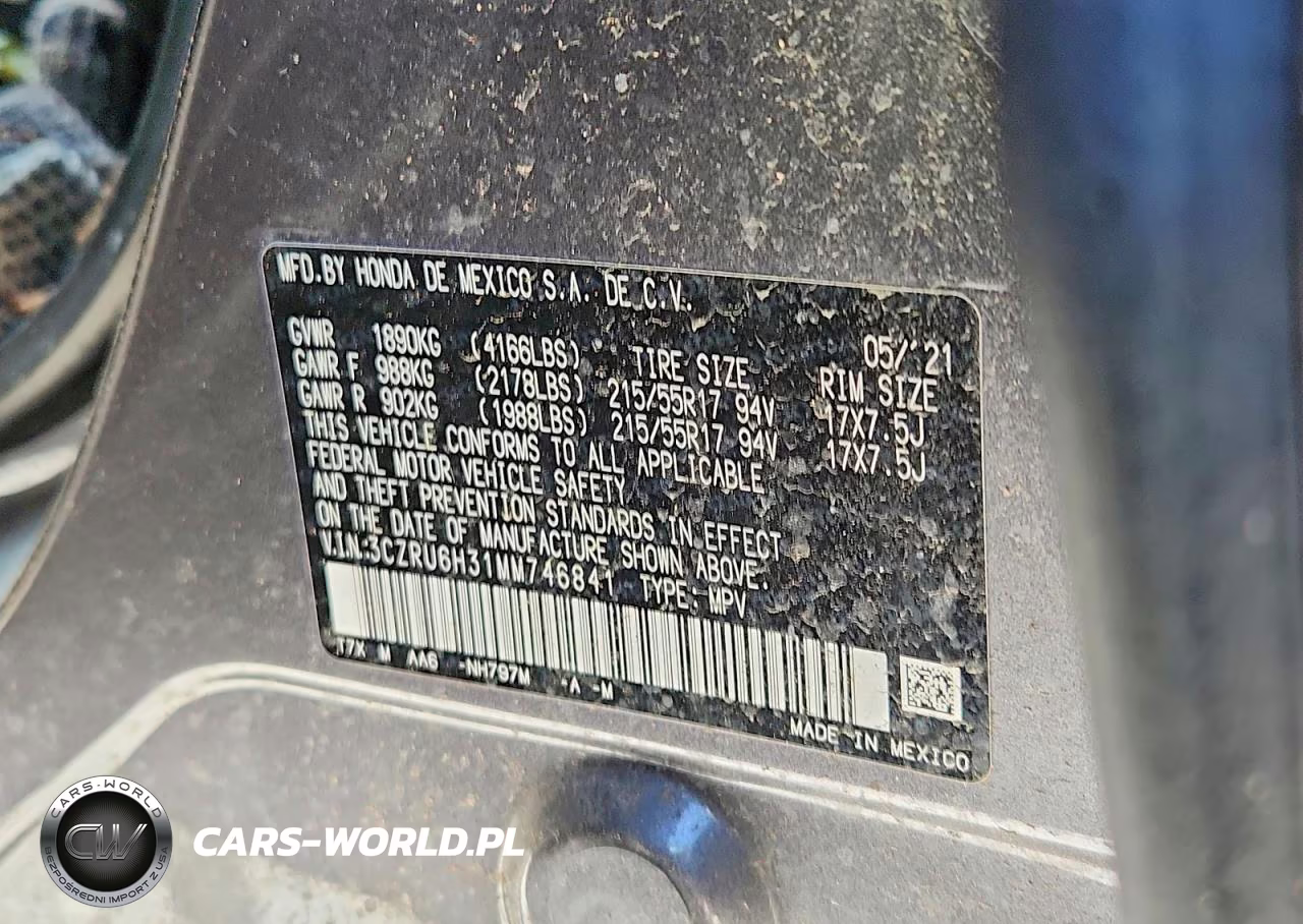 2021 Honda Hr-V Lx VIN:3CZRU6H31MM746841 - 13