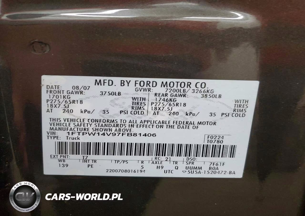 2007 Ford F150 Supercrew VIN:1FTPW14V97FB81406 - 12