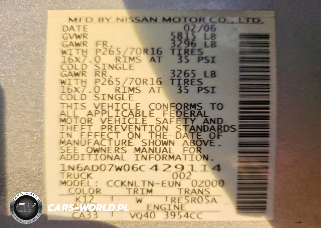 2006 Nissan Frontier Se VIN:1N6AD07W06C429114 - 12