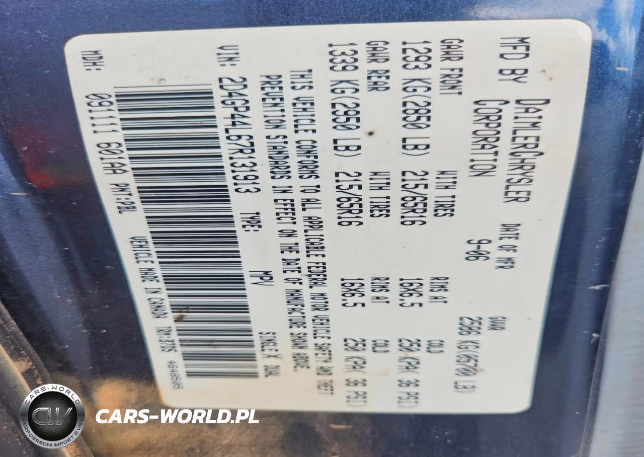 2007 Dodge Grand Caravan Sxt VIN:2D4GP44L67R131913 - 13