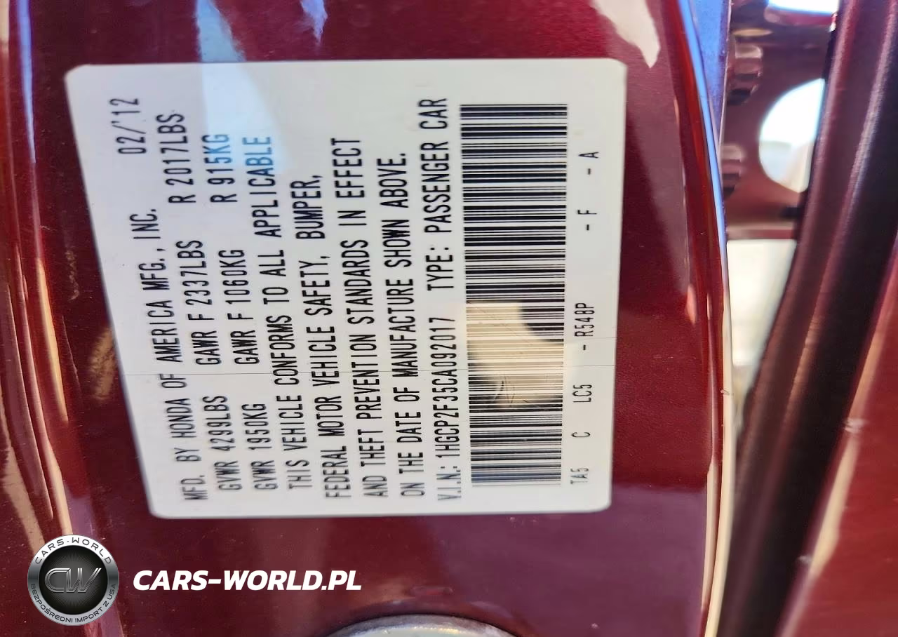 2012 Honda Accord Lx VIN:1HGCP2F35CA092017 - 13