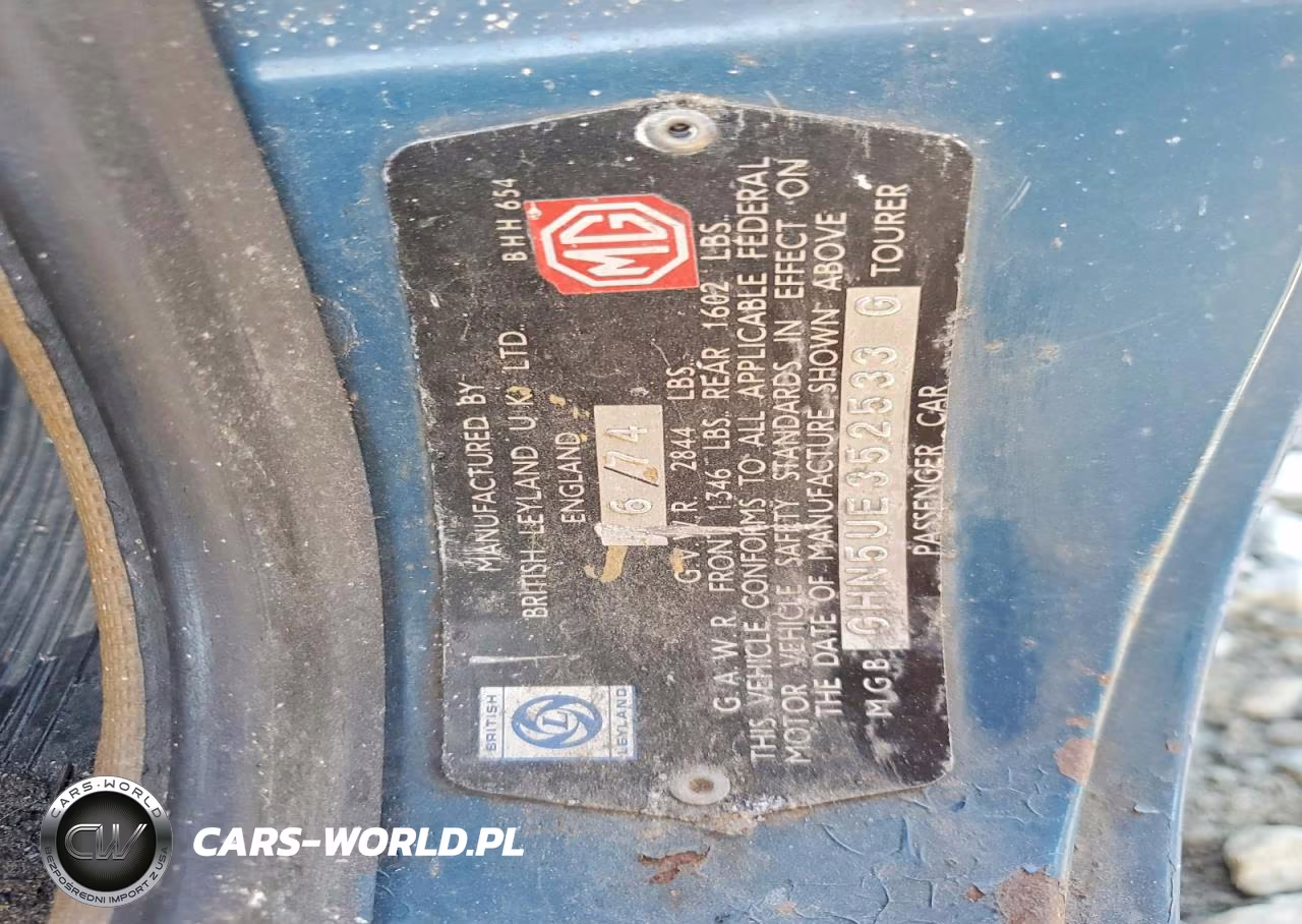 1974 Mg Mgb VIN:GHN5UE352533G - 12