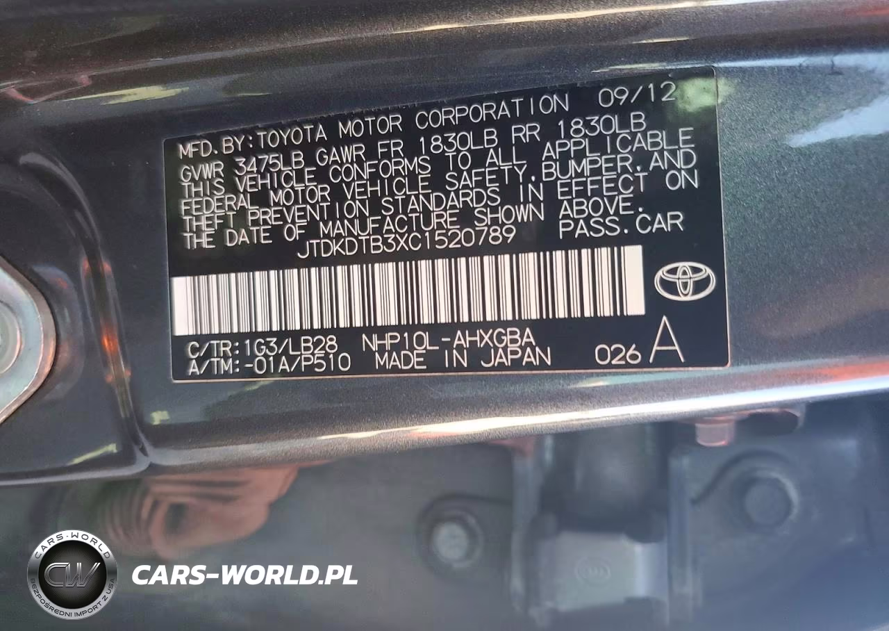 2012 Toyota Prius C Four VIN:JTDKDTB3XC1520789 - 13