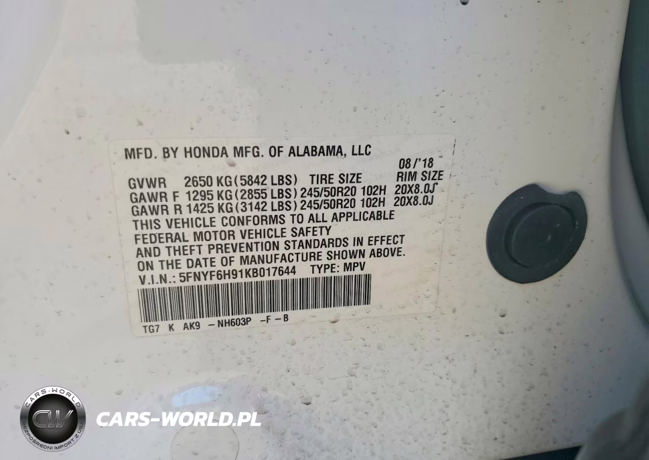 2019 Honda Pilot Touring VIN:5FNYF6H91KB017644 - 12