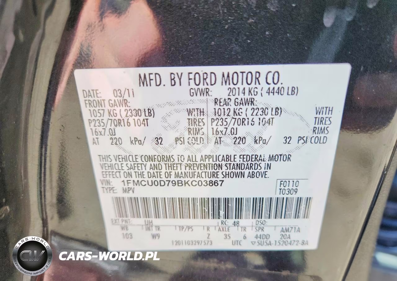 2011 Ford Escape Xlt VIN:1FMCU0D79BKC03867 - 13