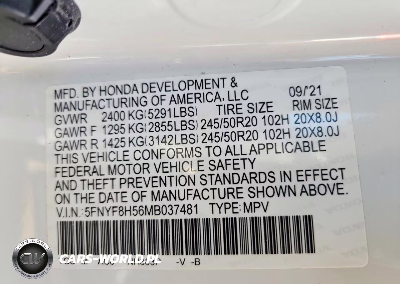 2021 Honda Passport Exl VIN:5FNYF8H56MB037481 - 13