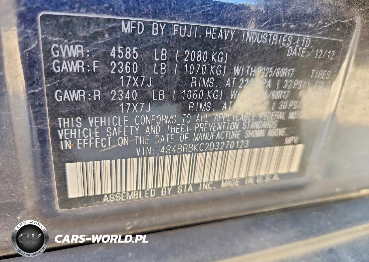 2013 Subaru Outback 2.5I Limited VIN:4S4BRBKC2D3270123 - 13