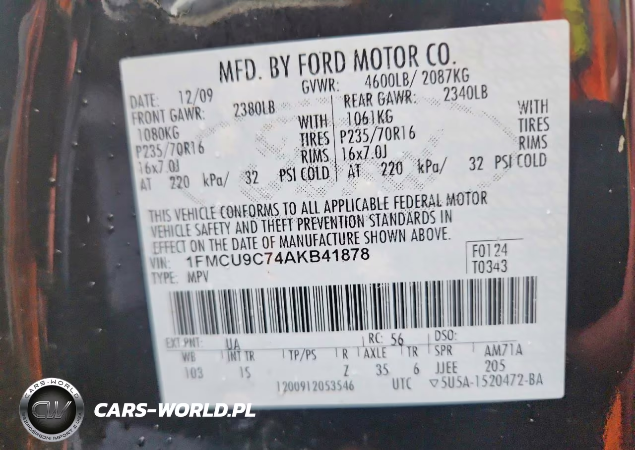 2010 Ford Escape Xls VIN:1FMCU9C74AKB41878 - 13