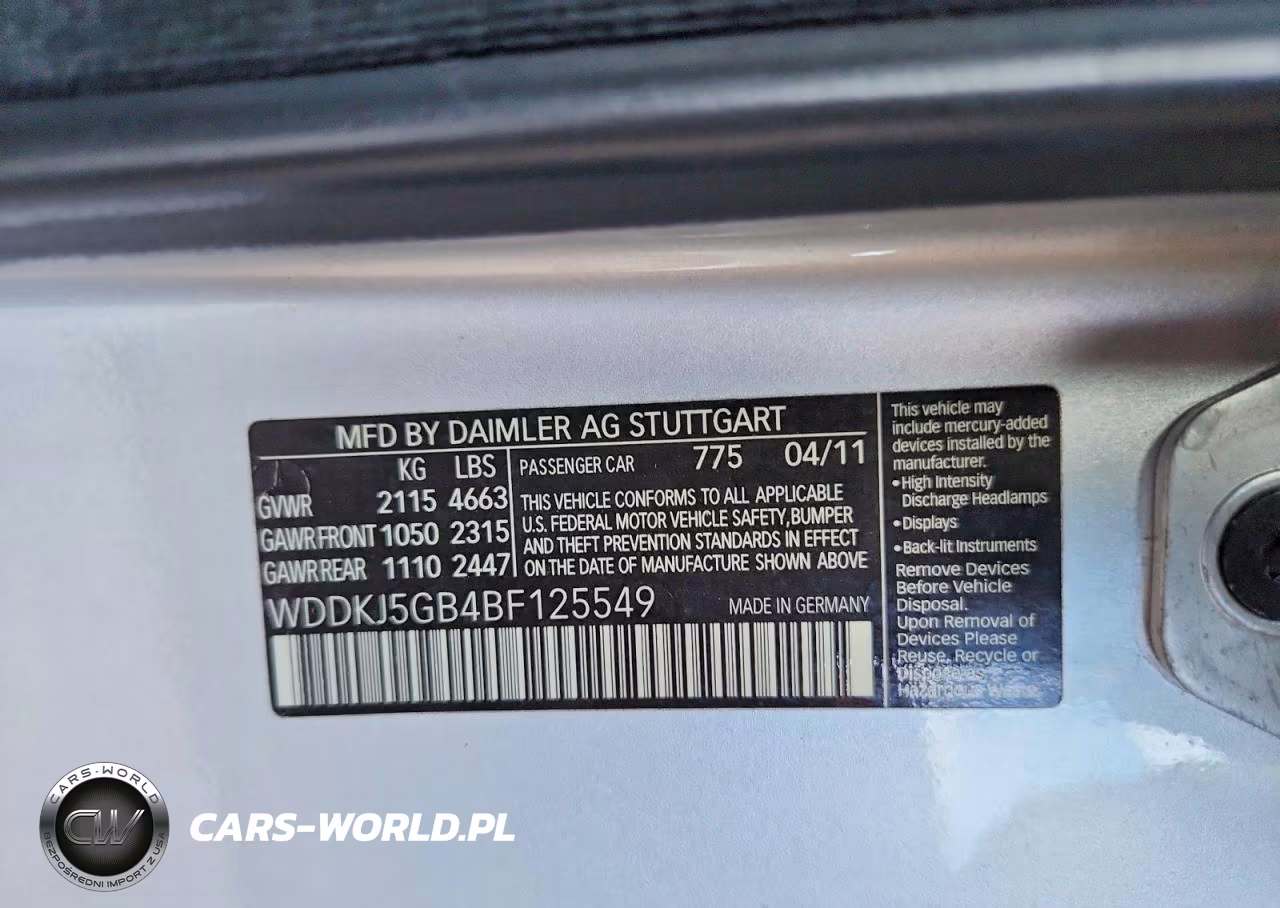 2011 Mercedes-Benz E 350 VIN:WDDKJ5GB4BF125549 - 12