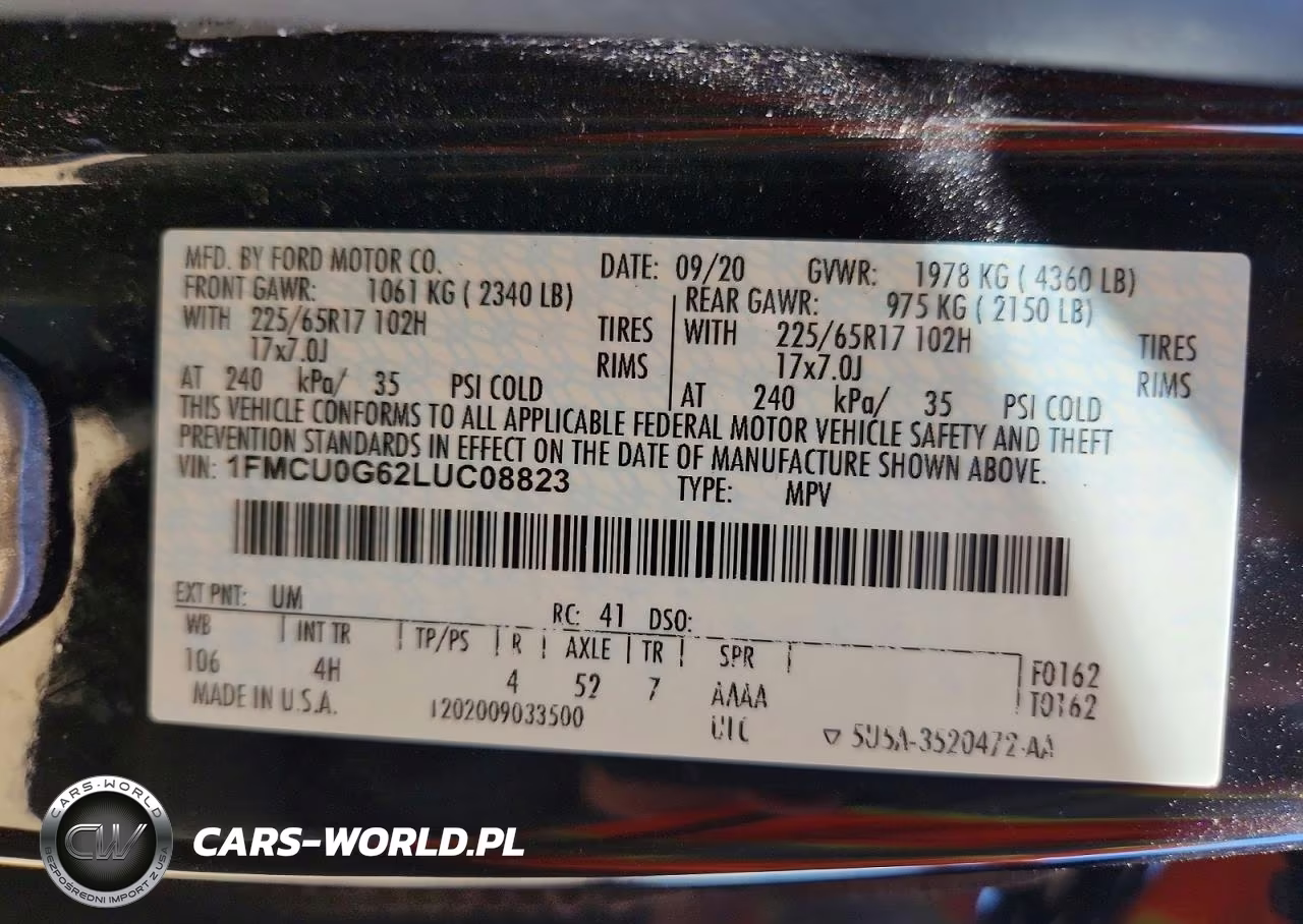 2020 Ford Escape Se VIN:1FMCU0G62LUC08823 - 12