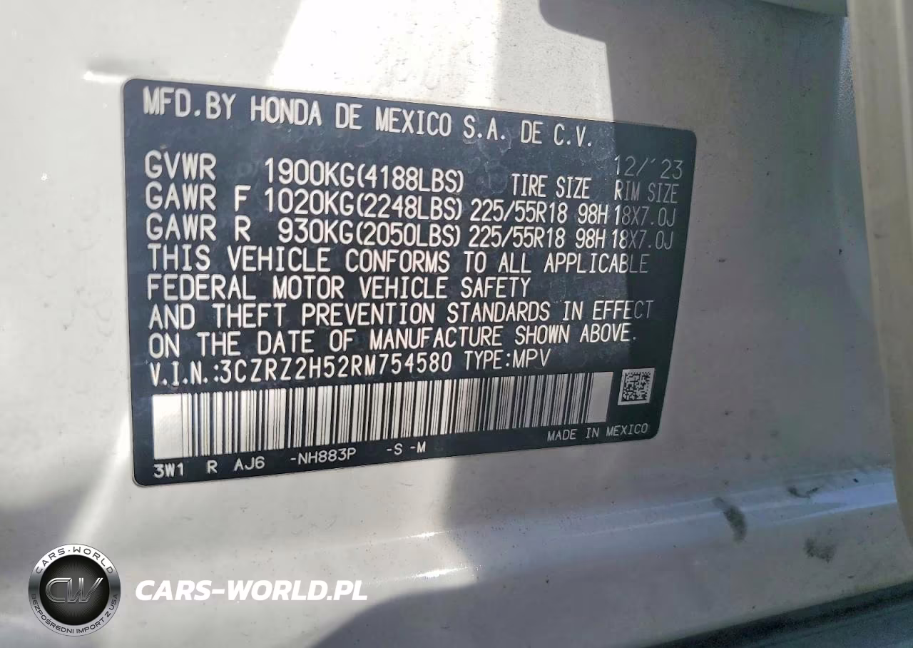 2024 Honda Hr-V Sport VIN:3CZRZ2H52RM754580 - 13