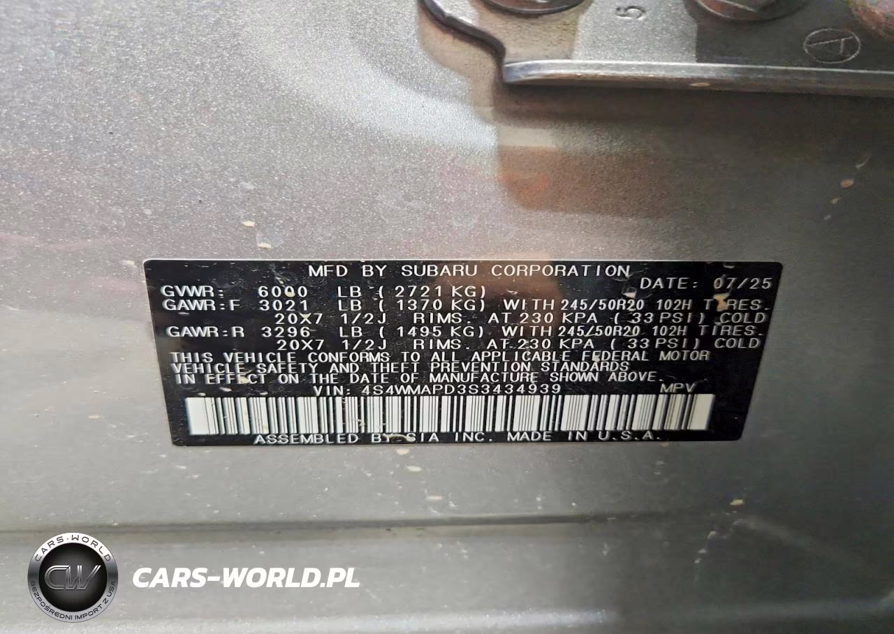 2025 Subaru Ascent Limited VIN:4S4WMAPD3S3434939 - 12