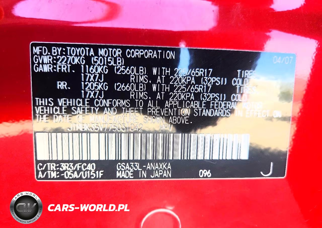 2007 Toyota Rav4 Base VIN:JTMBK35V775031042 - 13