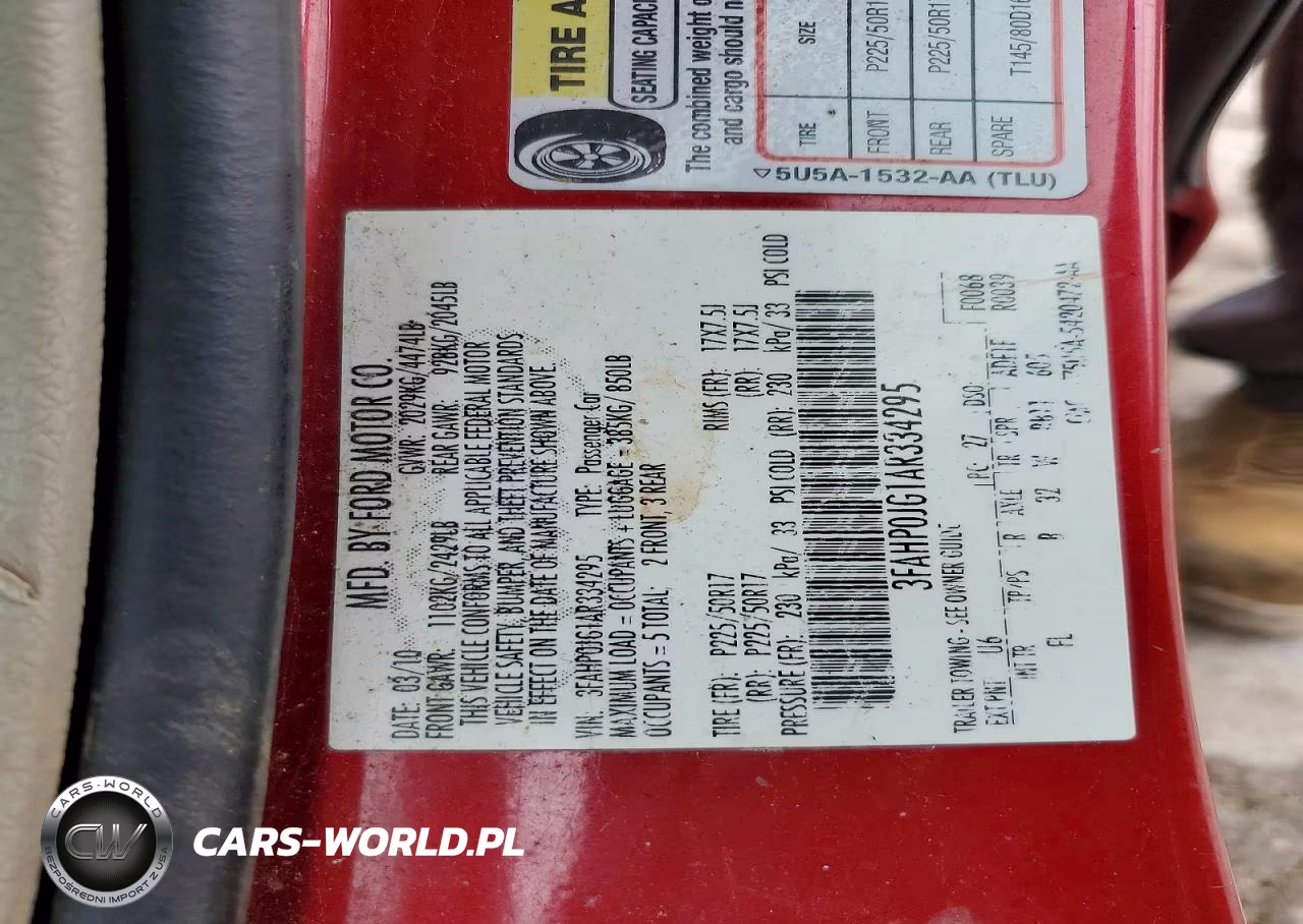 2010 Ford Fusion Sel VIN:3FAHP0JG1AR334295 - 12